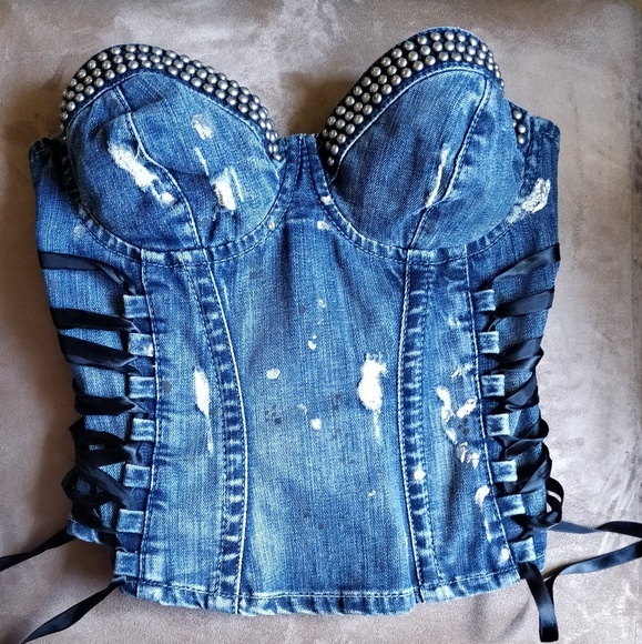 guess denim corset top